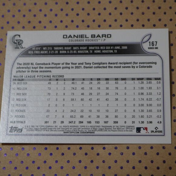 Daniel Bard #167 Baseball Card - Picture 2 of 2